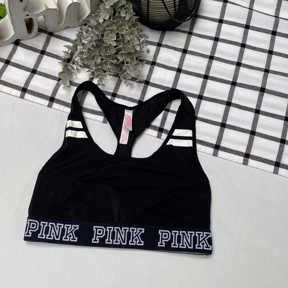 PINK - Black Comfy Racerback Pullover Sports Bra, Size Small - Picture 3 of 8